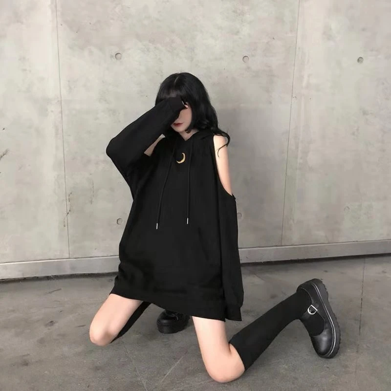 Черная серая толстовка с капюшоном оверсайз Женская Толстовка Harajuku уличная толстовка с капюшоном для женщин модная Корейская Moon Printng Толстовка для женщин