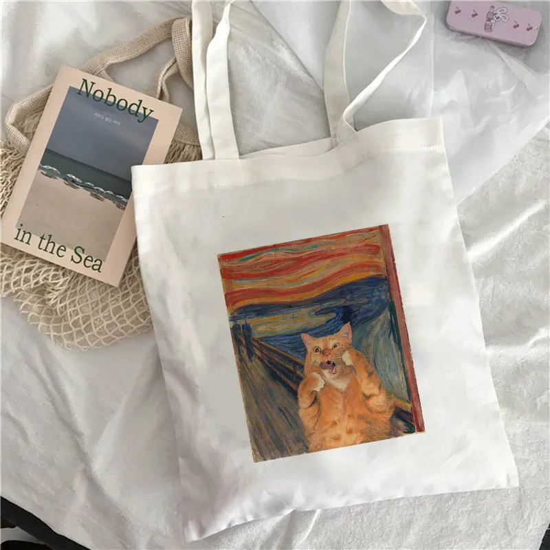 

Women Canvas Bag 2021 art Oil Painting Graphic travel Female Shoulder Bags Harajuku Reusable Eco Fashion Ladies Shopping Bag