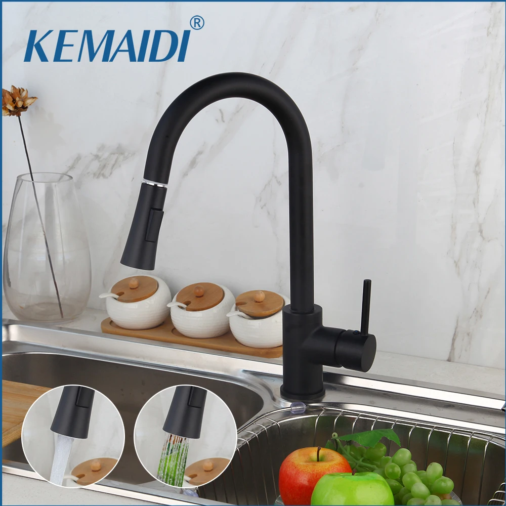 Смеситель для кухонной раковины KEMAIDI черный смеситель из твердой латуни с