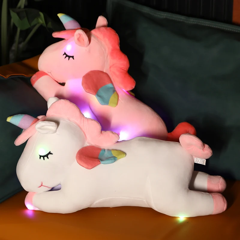 Фото Новый 50 см гигантский красочный светящийся Единорог светящиеся плюшевые игрушки