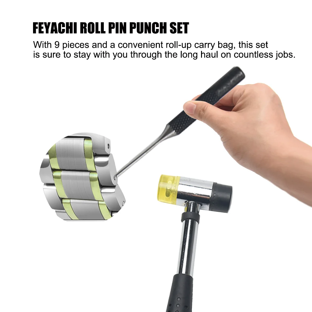 

9pcs Watch Repair Jewelry Chisel Removal Tool Professional With Storage Pouch High Hardness DIY Carbon Steel Roll Pin Punch Set