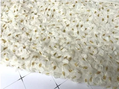 white Стиль 3D шифон Золотой Шелковый цветок дизайнерская ткань креативный элегантный сетка платье свадебное украшение вышитые кружева D657 - Цвет: white
