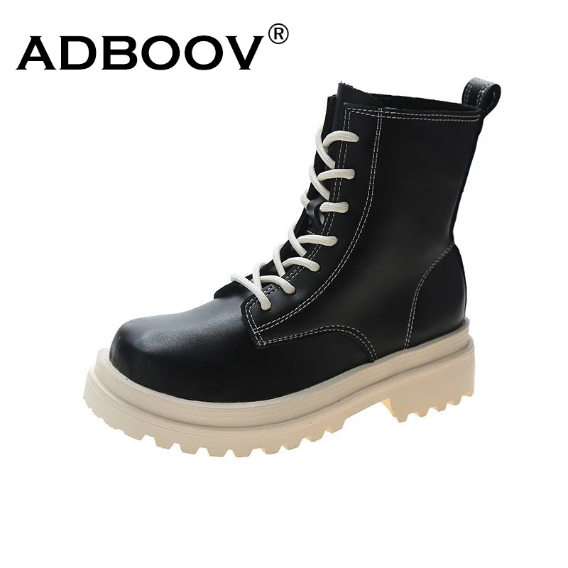 

Женские ботинки на меху ADBOOV, зимние ботинки из натуральной кожи, на платформе, со шнуровкой