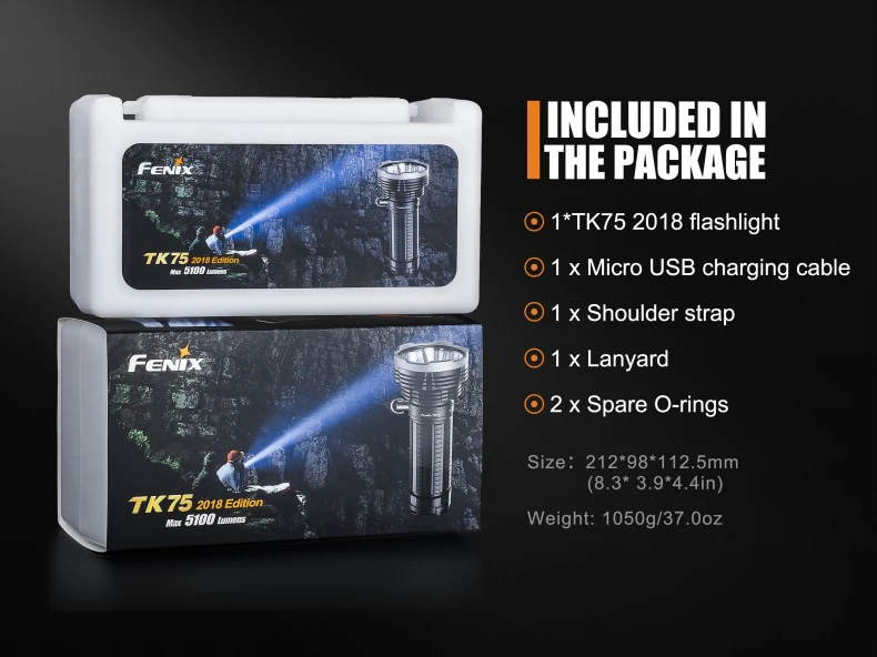 FENIX TK75 5100 люмен 2018 выпуск 4 CREE светодиодный фонарик/прожектор + fenix 3500X4 батарея |