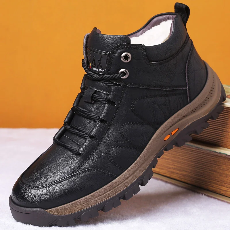 

Winter Men's Wool Fur Boots Outdoor Thick Composite Sole Casual Shoes Cowhide Leather Designer Sewing Ankle Boots M86917