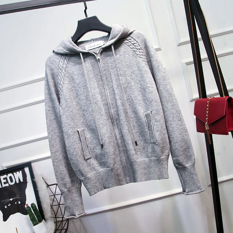 outfits 2020 Spring Tracksuit hooded zipper knitted sweatshirt+Pants two piece set Women clothes ensemble femme |