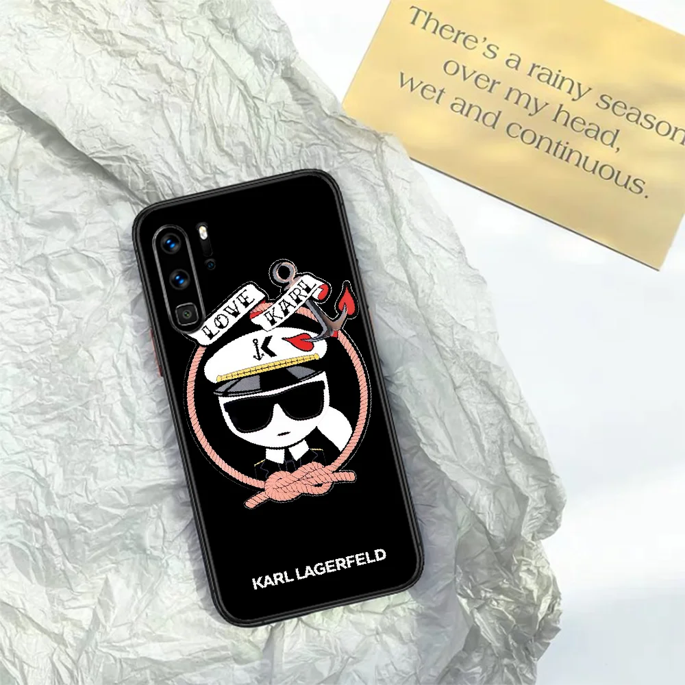 

Luxury Brand Designer KARLs Lagerfeld Phone Case For HUAWEI P 9 10 20 30 40 Lite smart Pro Z 2019 Nova 5T 6 7 i black Bumper