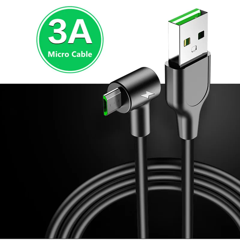 Micro USB кабель 3A Быстрый провод для быстрой зарядки samsung S7 Xiaomi 90 градусов Microusb шнур