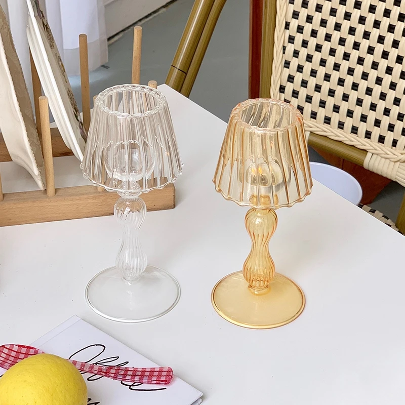 Настольная лампа в форме полосы стиле ретро стеклянный подсвечник романтическое