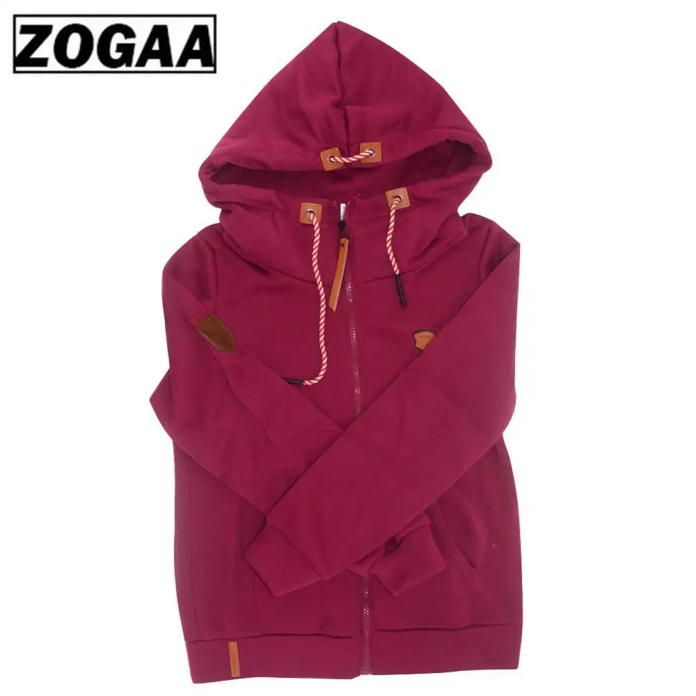 ZOGAA 2018 Женская модная новая куртка с капюшоном на молнии воротником толстовки