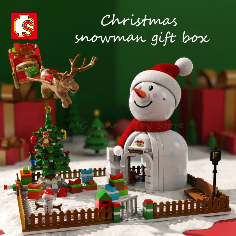 

2021 New Sembo Christmas Snowman Gift House Building Blocks City Friends Gingerbread Tree Bricks Santa Toys For Kids Xmas Gifts