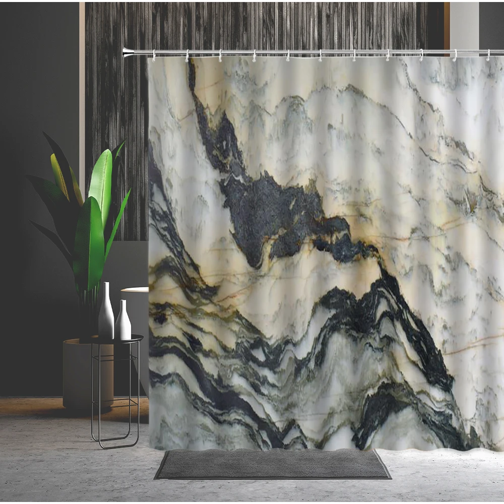 

Marble Shower Curtain Geometry Stripe Pattern Machine Washable Bedroom Decor Home Bathroom Supplies Bath Accessories With Hook
