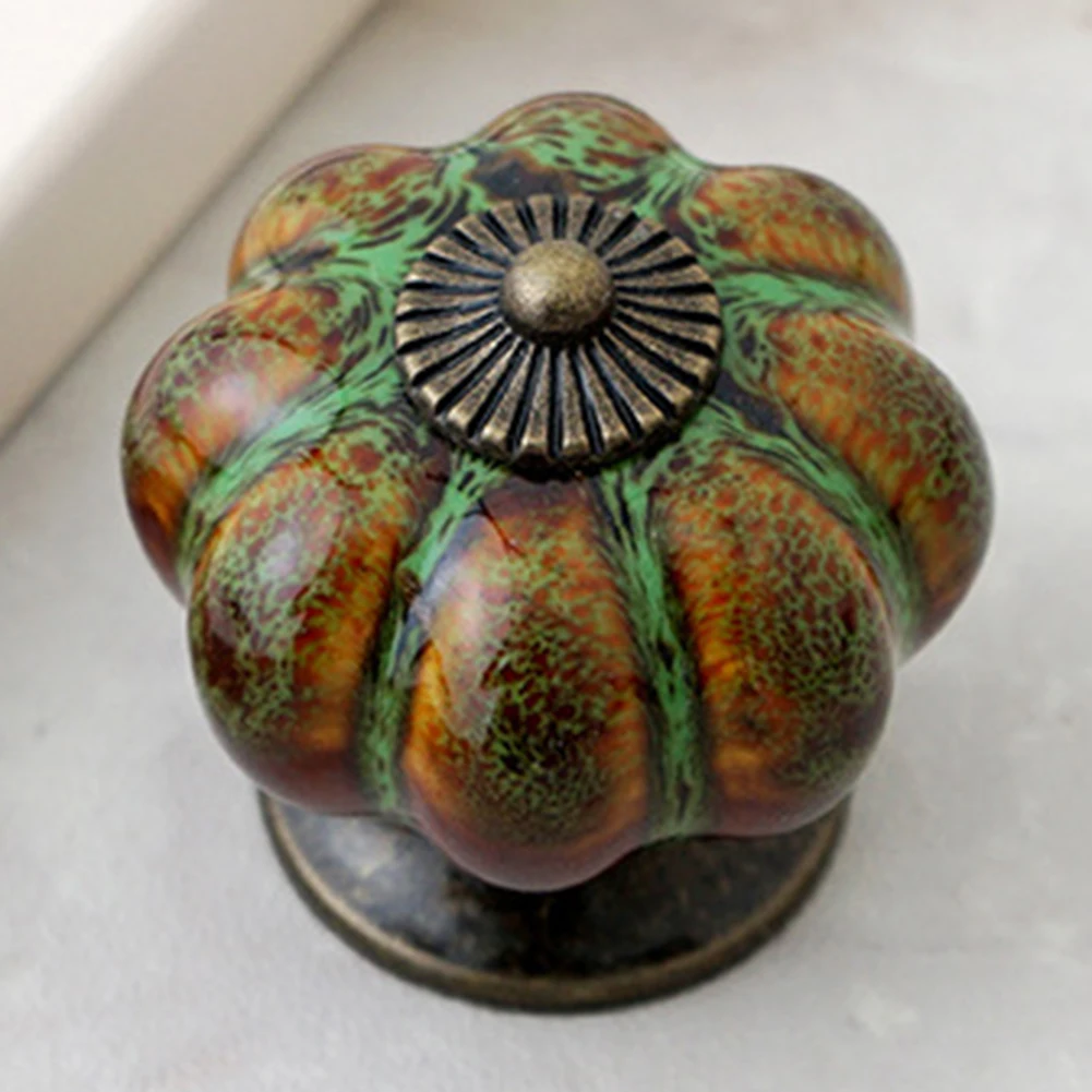 Retro Round Pumpkin Shape Ceramic Drawer Cabinet Wardrobe Door Handle Knob Decor | Дом и сад
