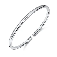classical simple fashion 925 sterling silver smooth cuff bracelets bangles pulseras valentines day present