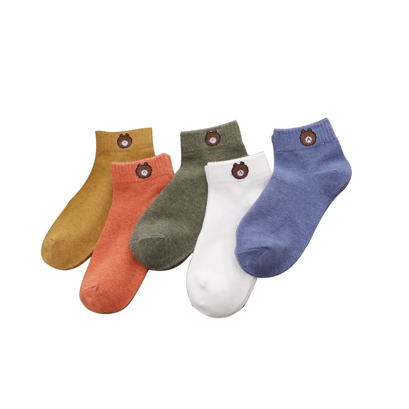 

New Women's Socks Japanese Bear Cotton Socks Ladies Cartoon Tide Socks Lovely Autumn Winter Warm Socks Many Colors Pure Color
