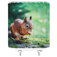 unique design cute little squirrel pictures hanging shower curtain waterproof mildew polyester fabric home bathroom decoration