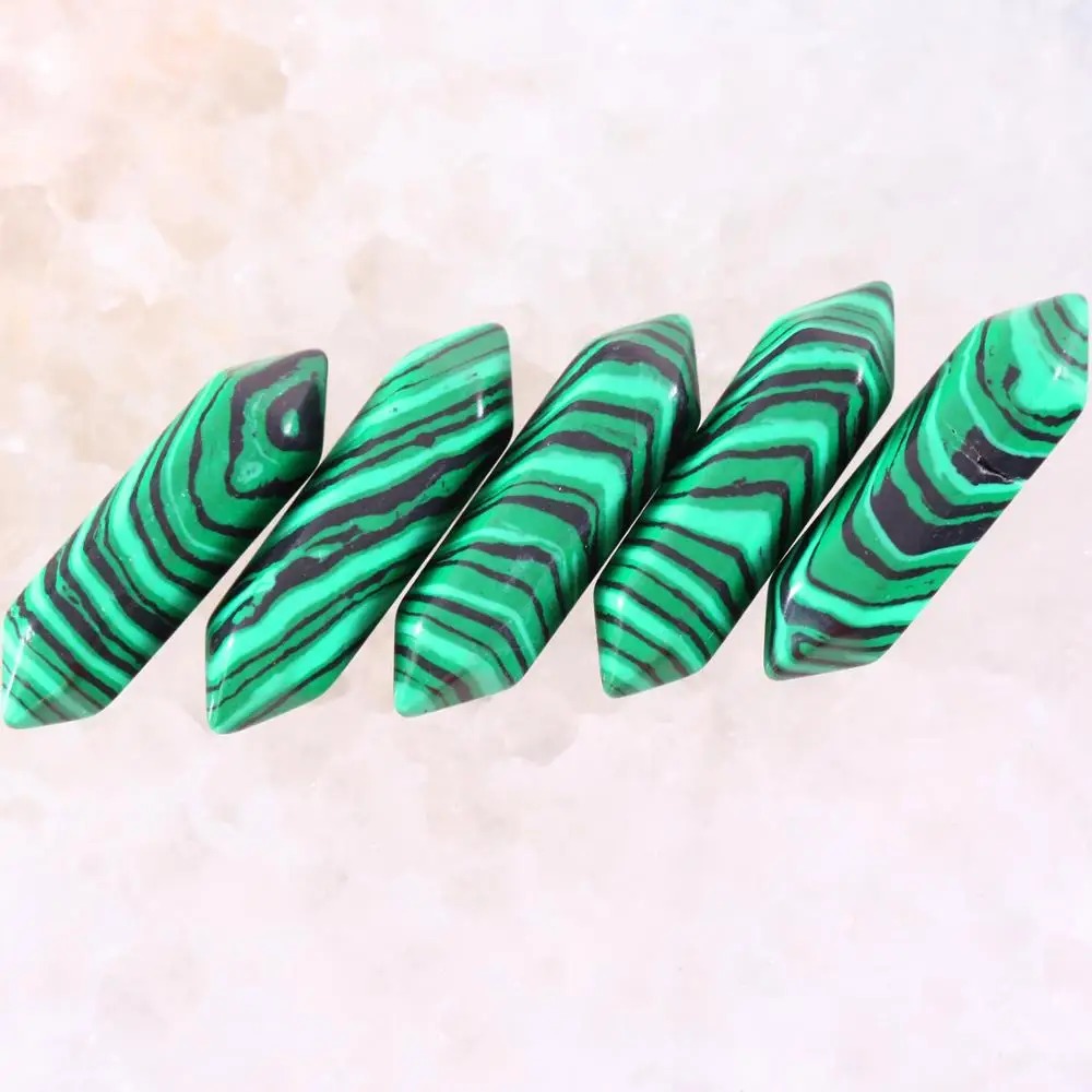 8x32 мм натуральные камни Зеленый Малахит шестигранная исцеляющая острые чакры