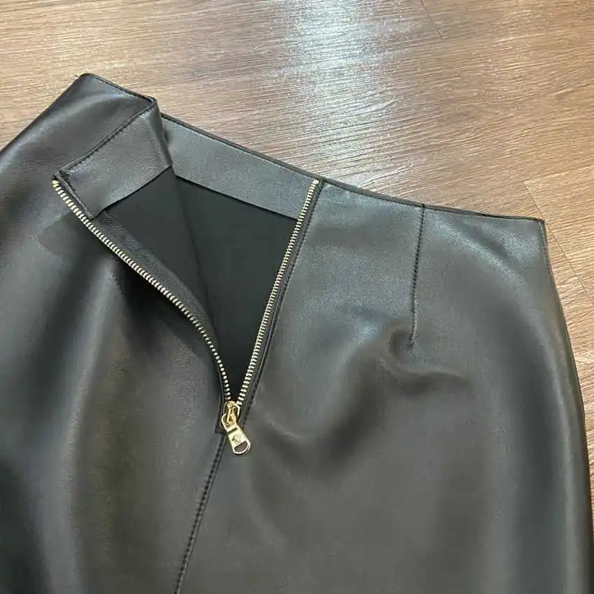 

Skirt Long Women 100% Natural Sheepskin Genuine Leather 2021 Fashion Female Design A Real Slim Hip Skirt H924