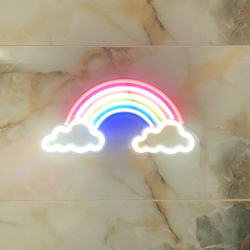 

Fashion Colorful Rainbow Led Neon Signs Light Holiday Xmas Party Wedding Decorations Sign Kids Room Night Lamp Home Wall Decor