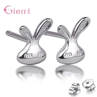 cute rabbit earrings small bunny stud earrings for girls children fashion animal jewelry 925 sterling silver birthday gifts