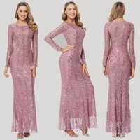 2022 jinzuo plus o neck wave sequins see though women maxi dresses elegant long sleeve female party