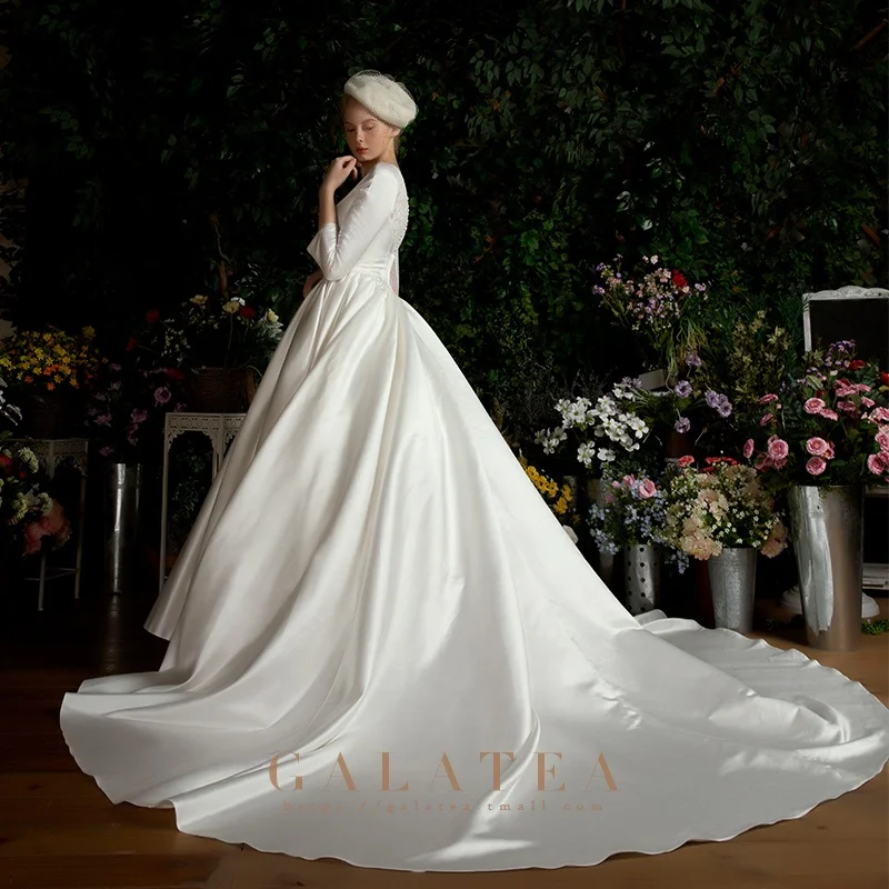 Атласное свадебное платье мусульманское официальная свадебная одежда платья