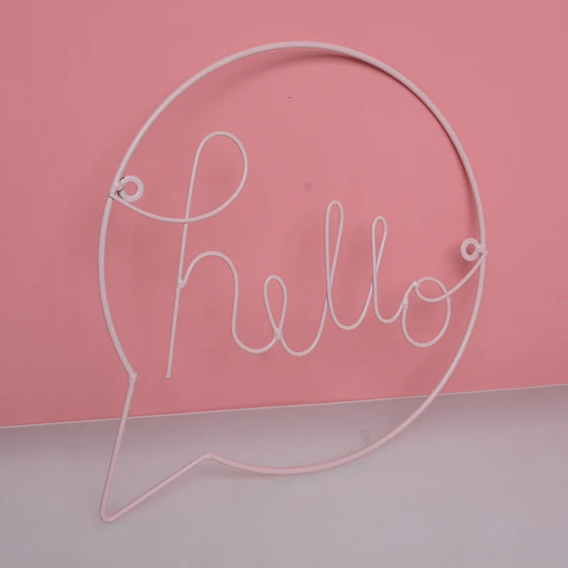 pink Скандинавский стиль Железный Знак Hello Настенная картина в детскую украшение для детской комнаты декор прихожей знак Добро пожаловать знак стены Искусство настенные дропшиппинг - Цвет: pink