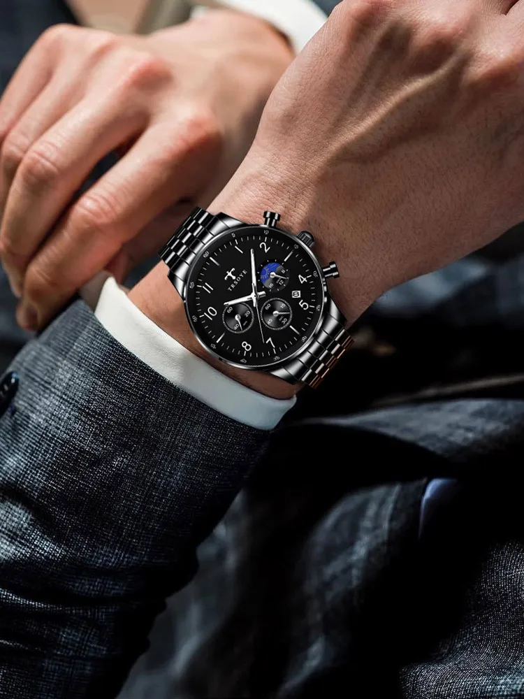 

Часы мужские механические, швейцарские брендовые деловые трендовые водонепроницаемые светящиеся кварцевые модные