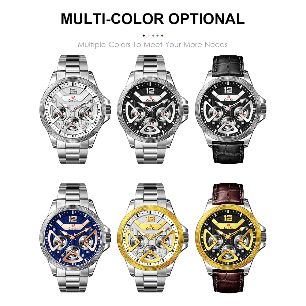 

Carsikie Top Brand Luxury Fashion Casual Sport Watch for Men Black Military Leather Wrist Watch Man Clock Fashion Men Wristwatch