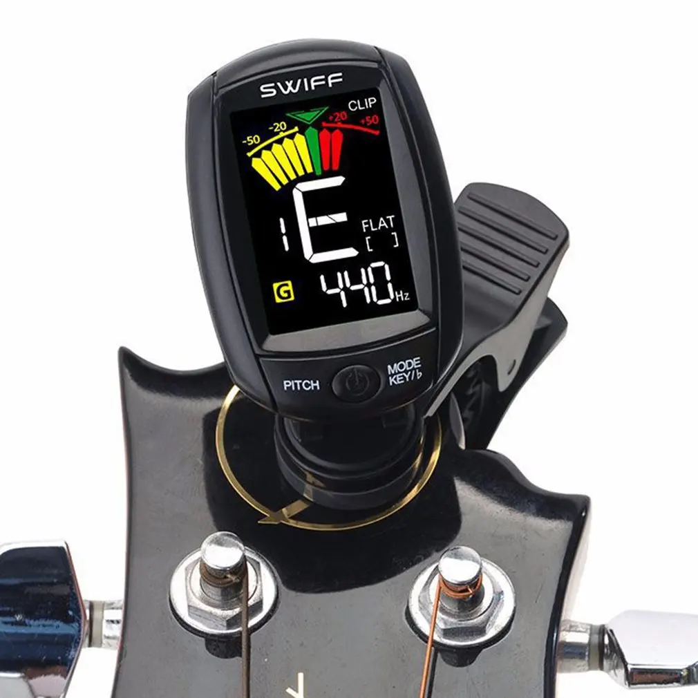 

Новинка 2021, электрическая мини-гитара с ЖК-дисплеем педаль тюнера, с зажимом, USB-тюнеры, перезаряжаемый, Хроматическая гитара, скрипка, умный ...