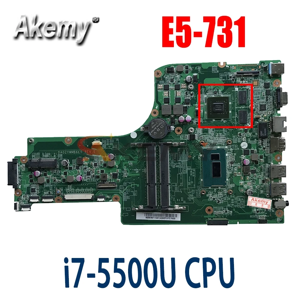 

Материнская плата Akemy для ноутбука ACER Aspire E5-771, E5-771G, с процессором I7-5500U, NBMNW11008, DA0ZYWMB6E0, с графическим тестом