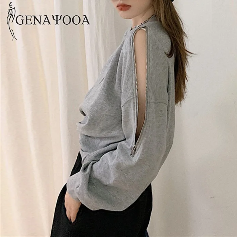 

Genayooa New 2 Piece Sets Womens Outfits Causal Loose Tracksuit Women With Zippers Streetwear Sweat Suit Set Top And Pants 2020