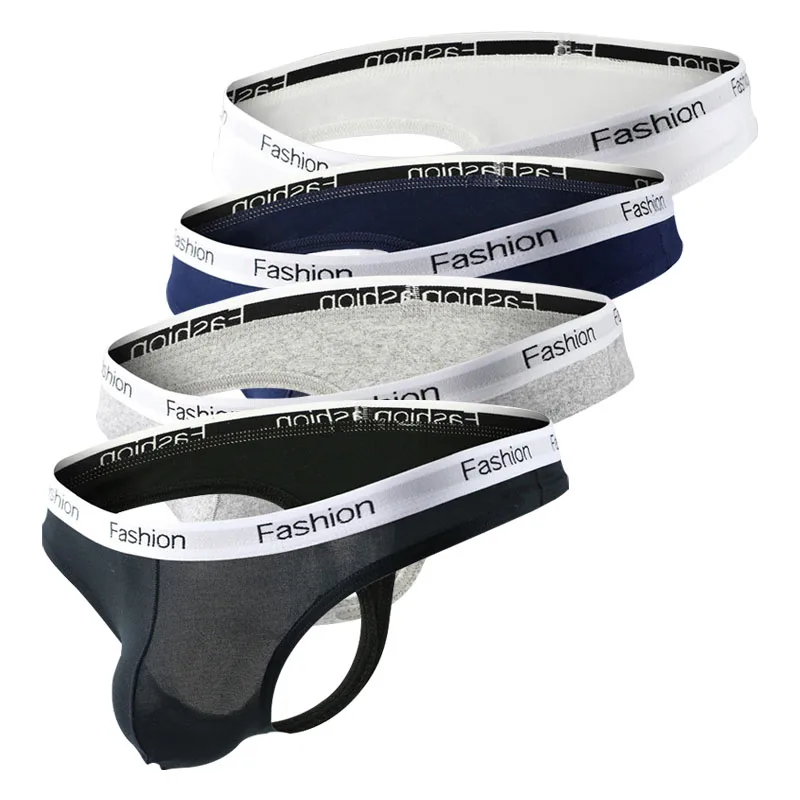 

4pcs/Lot Male Sexy Underwear Jockstrap Men String Modal Mens Thongs Pouch Breathable Thong Panties Underpants Lingerie Man
