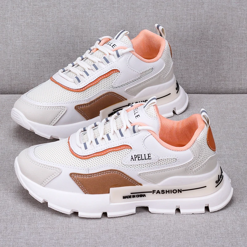 

Stylish Women Casual Shoes Lovers Leather Dad Platform Chunky Sneakers Harajuku Flat Thick Sole Tenis Wedge White Basket Walking