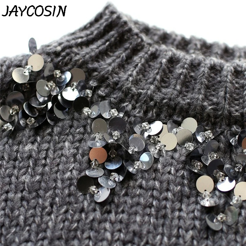 Женский свитер с круглым вырезом JAYCOSIN повседневный свободный Однотонный