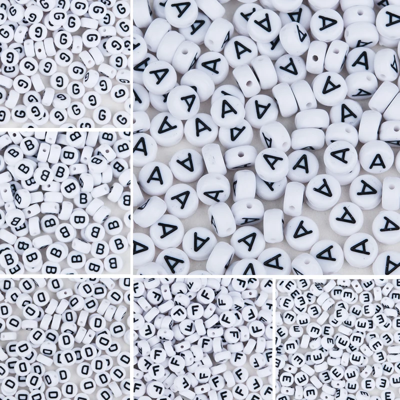 

500 PCs Acrylic Spacer Beads 26 Alphabet/Letter A To Z Flat Round White Alphabet Beads For DIY Bracelet Jewelry Making