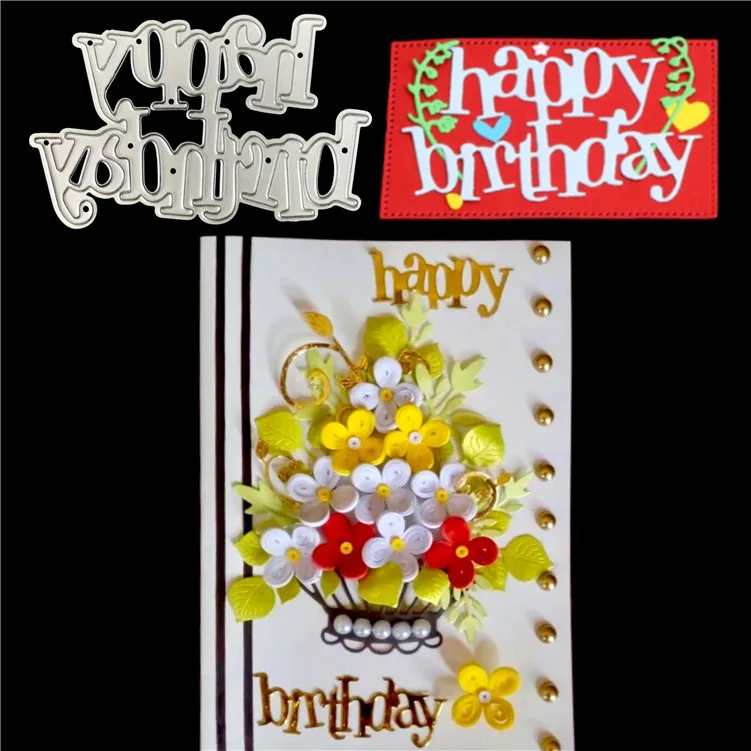

1pc DIY Embossing Mold Metal Cutting Dies Happy Birthday Letters Scrapbook Paper Craft Knife Mould Blade Punch Stencils Dies