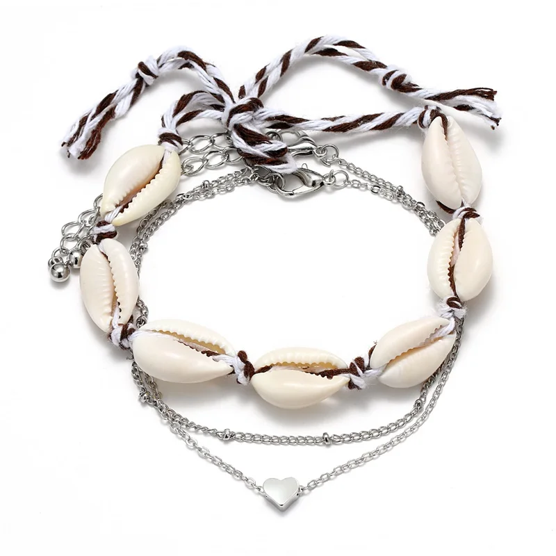 KISSWIFE богемная 3 шт./компл. Ретро подвеска в виде сердца серебряная цепочка для