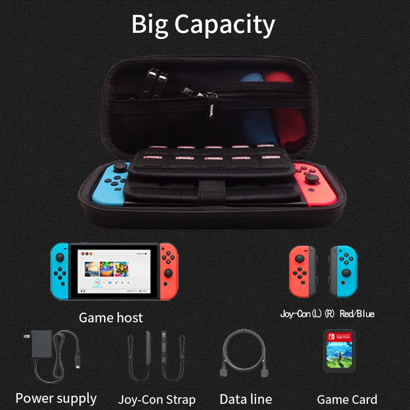 Оригинальный жесткий чехол GHKJOK для Nintendo Switch внешний диск сумка Органайзер электронных кабелей камера