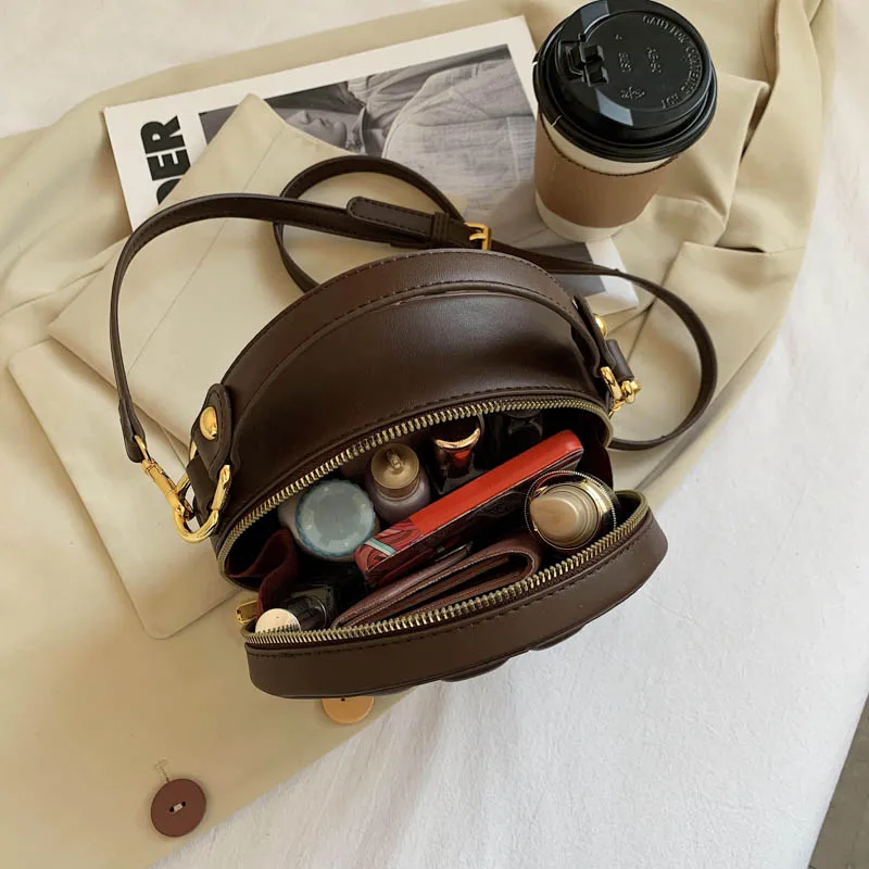 

Small Checkered Round Luxury Crossbody Bags for Women 2021 Female Handbags Shoulder Ladies PU Leather Vintage Handbag Purses