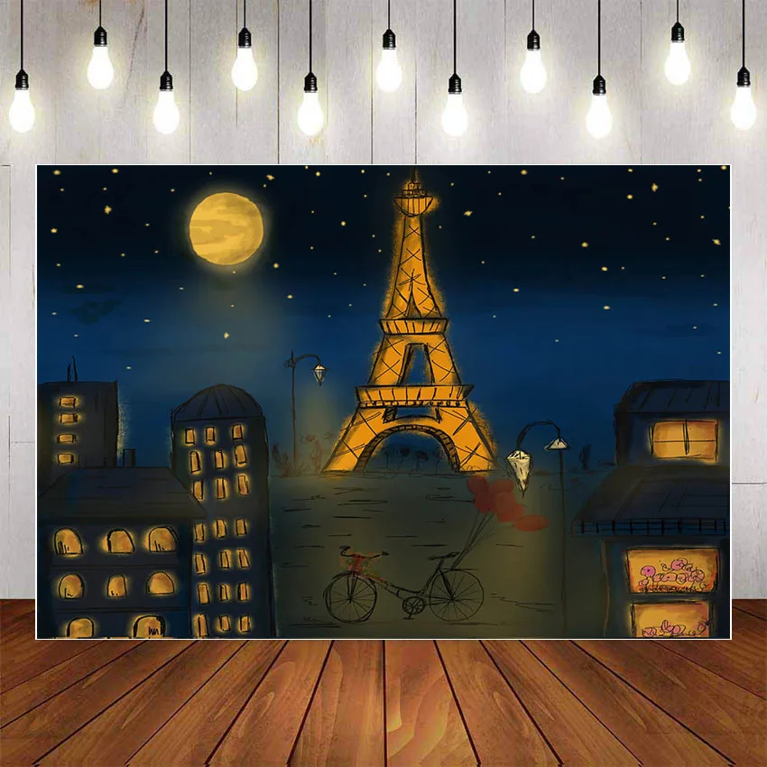 

Фон Mehofond для фотосъемки с изображением Эйфелевой башни, Парижа, города, ночи, ребенка, мальчика, дня рождения, фон для фотостудии, реквизит