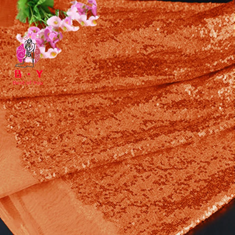 2 ярда ткань с вышивкой и блестками оранжевый блестящий материал для
