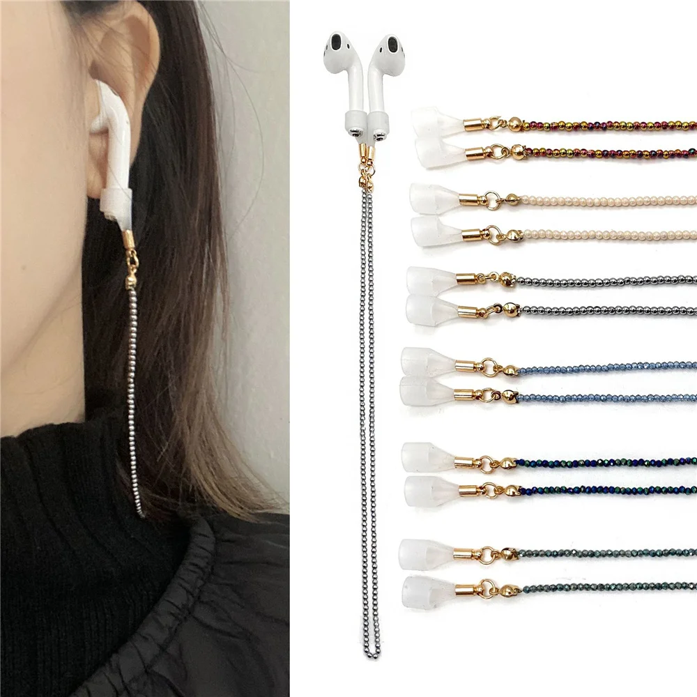 

1pcs Anti-lost Metal Earphone Rope Holder Cable For Air Wireless Bluetooth Headphone Cord Handmade Beaded Anti-lost Chain Strap