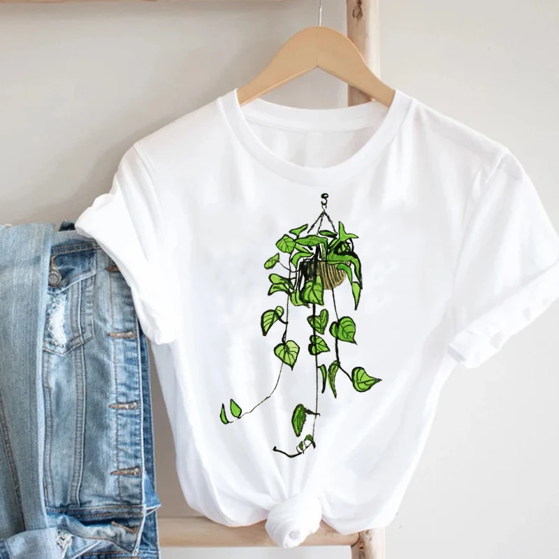 

Women Printing Plant Trend Casual Flower 90s Girl Ladies Style Fashion Clothes Print Tee Top Tshirt Female Graphic T-shirt