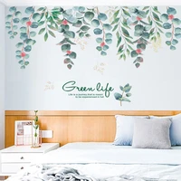 nordic green plant leaf vine wall stickers for living room bedroom sofa tv background wall decor cane vinyl wall decals home
