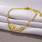 Браслеты на ногу женские из нержавеющей стали, анклеты золотого и серебряного цвета с именем под заказ, ювелирные украшения