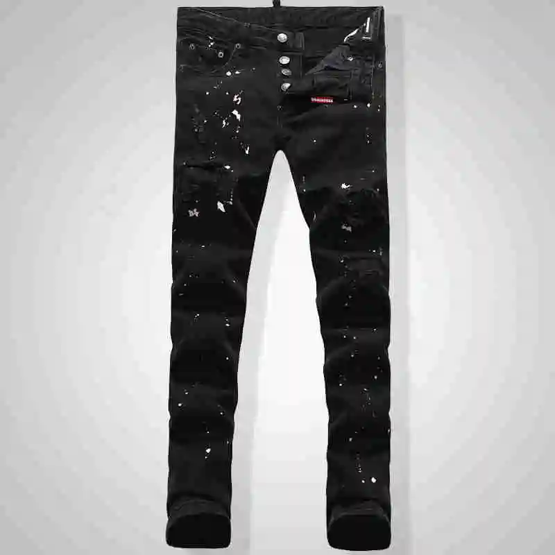 Новые мужские джинсы Рваные для мужчин обтягивающие DSQ брюки на пуговицах