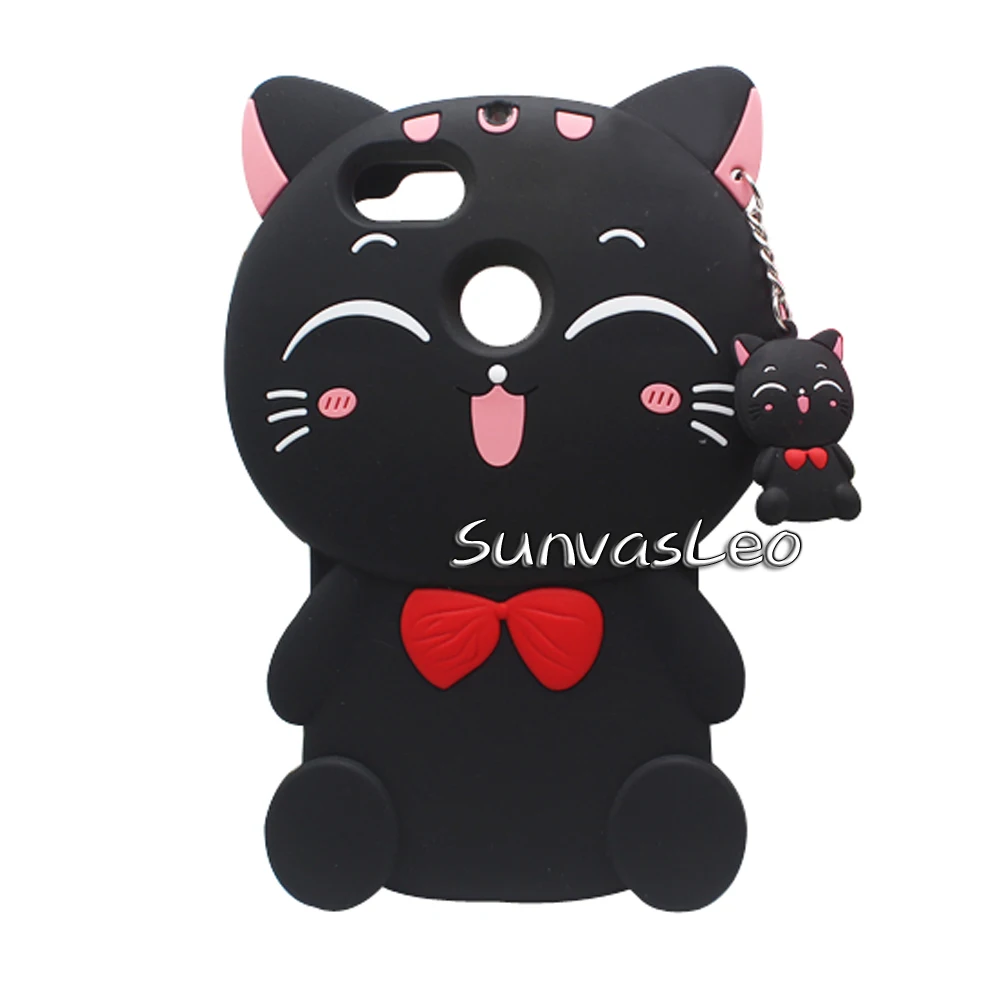 Black Lucky Cat Для Huawei P Smart 5,6" 3D чехол, мягкий силиконовый чехол с милым единорогом из мультфильма, задняя крышка для мобильного телефона Huawei Honor 9 Lite - Цвет: Black Lucky Cat