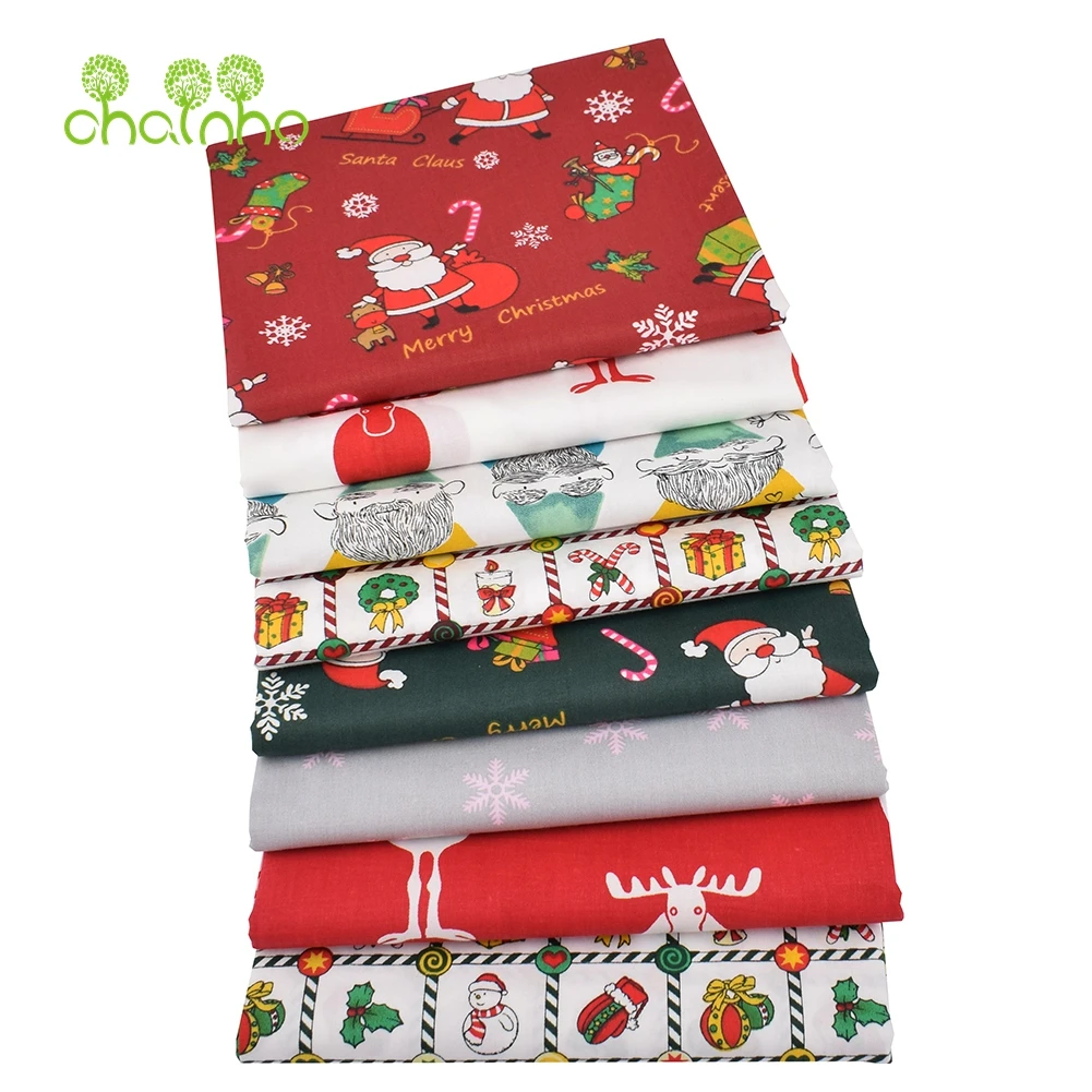 Chainho 8 шт./лот Рождественская серия саржевая хлопчатобумажная ткань с принтом