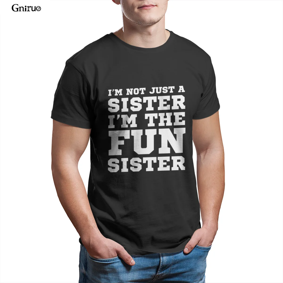 

Wholesale Im Not Just A Sister Im The Fun Sister Funny Unisex Vintage Sport T-Shirt Essentials Punk Vintage Mens Clothes 101170